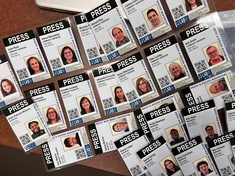 Press passes of students in the Mercer J Lab
