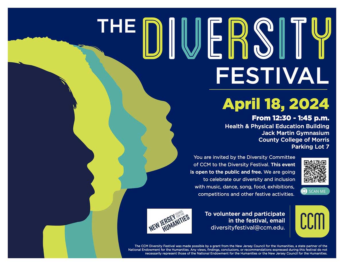 Flyer for County College of Morris Diversity Festival