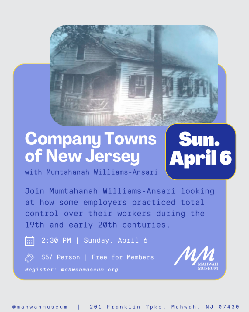 Flyer for "Company Towns of NJ"