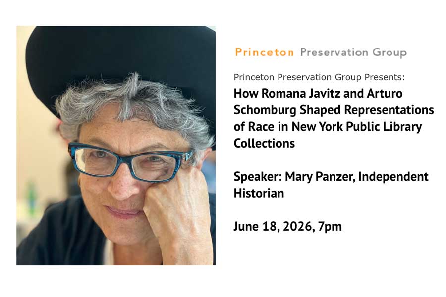 Event graphic with event information and photo of Mary Panzer